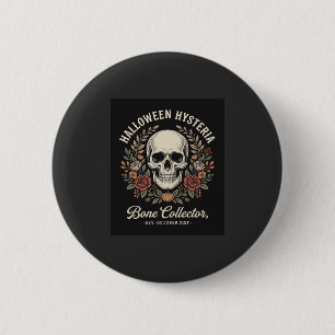 Chapa Redonda De 5 Cm Calavera Floral de Halloween Diseño de Coleccionis