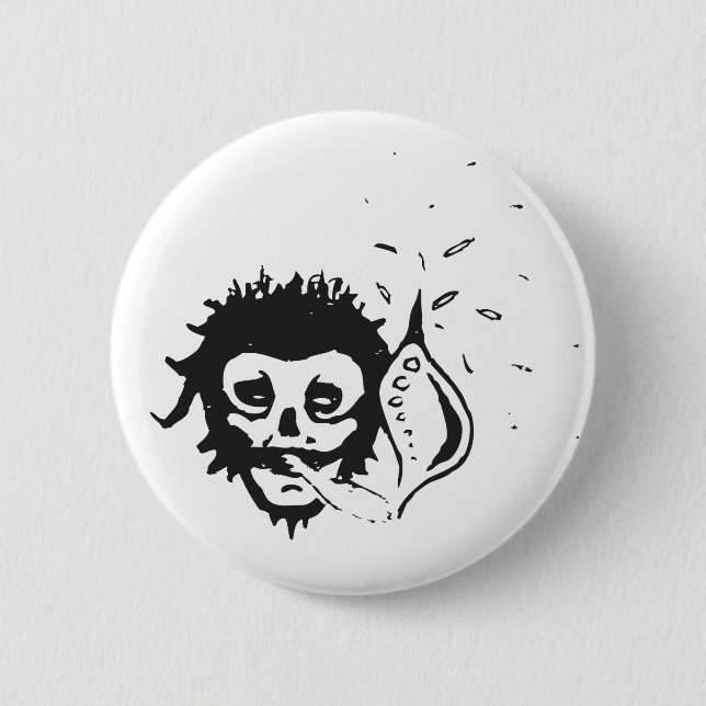 Chapa Redonda De 5 Cm calavera humeante (Anverso)