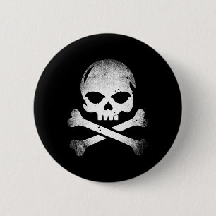 Chapa Redonda De 5 Cm Calavera Molesta Y Cruce De Cráneo Pirata