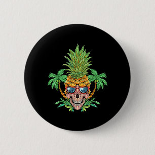 Chapa Redonda De 5 Cm Calavera Piña Aloha Playas Flores Hawaianas