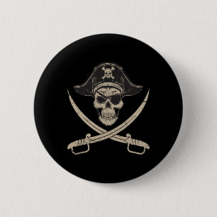 Chapa Redonda De 5 Cm Calavera pirata vintage y cruces en el último minu