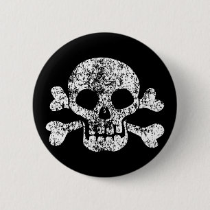 Chapa Redonda De 5 Cm Calavera y huesos cruzados rotos