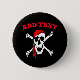 Chapa Redonda De 5 Cm Calavera y huesos de Jolly Roger Pirates