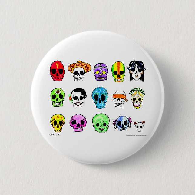 Chapa Redonda De 5 Cm Calaveritas (Anverso)