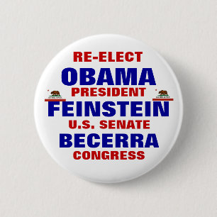 Chapa Redonda De 5 Cm California para Obama Feinstein Becerra