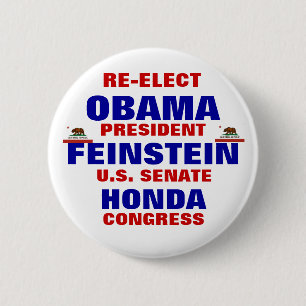 Chapa Redonda De 5 Cm California para Obama Feinstein Honda