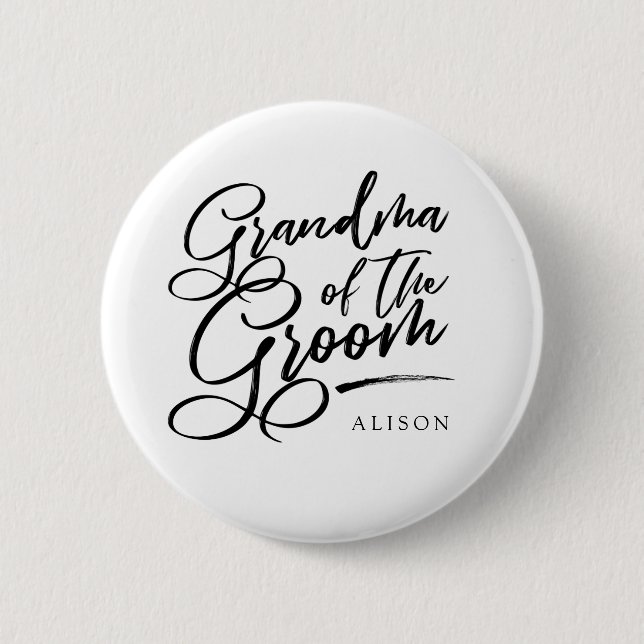 Chapa Redonda De 5 Cm Caligrafía Abuela del Groom elegante (Anverso)