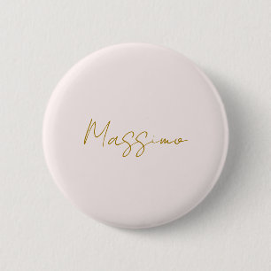 Chapa Redonda De 5 Cm Caligrafía elegante de nombre simple en color dora