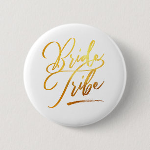 Chapa Redonda De 5 Cm Caligrafía Novias doradas tribu elegante