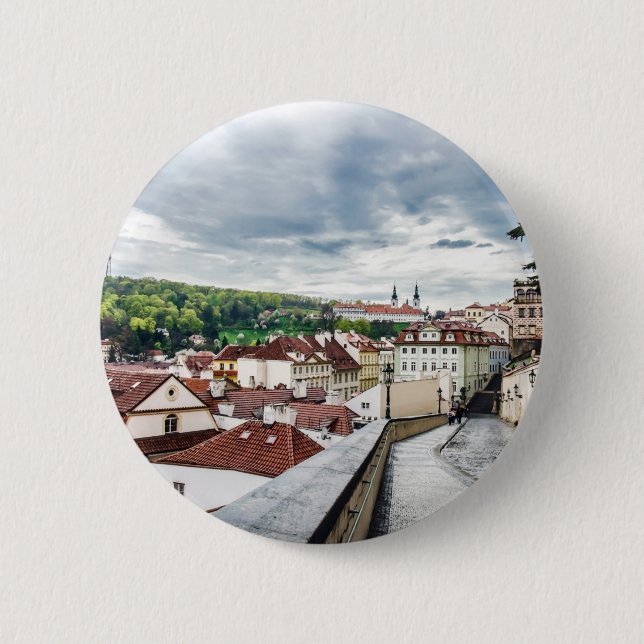 Chapa Redonda De 5 Cm Calle del centro de Praga (Anverso)