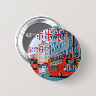 Chapa Redonda De 5 Cm Calle Oxford - Jubileo de Diamante de la Reina