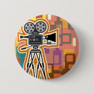 Chapa Redonda De 5 Cm Cámara abstracta de la película del proyector de