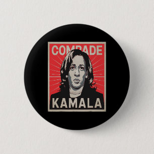 Chapa Redonda De 5 Cm Camarada Kamala Shirt Divertido político llevando