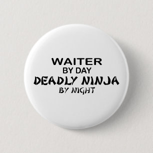 Chapa Redonda De 5 Cm Camarero Ninja mortal por noche