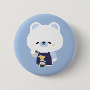Chapa Redonda De 5 Cm Camarero Oso Polar Adorable