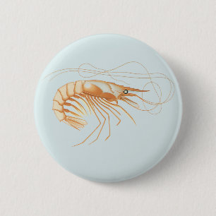 Chapa Redonda De 5 Cm Camarón o Langostino, Vida Marina Vintage Animales