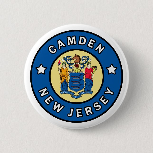 Chapa Redonda De 5 Cm Camden New Jersey (Anverso)