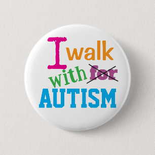 Chapa Redonda De 5 Cm Caminar Con Autismo - Pin Colorido de Concientizac