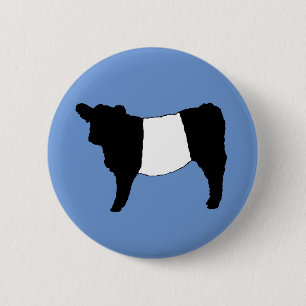 Chapa Redonda De 5 Cm Caminata de vaca rara de ganadería Galloway con co