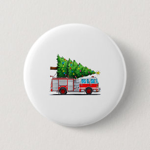 Chapa Redonda De 5 Cm Camión de bomberos árbol de Navidad luces de Navid