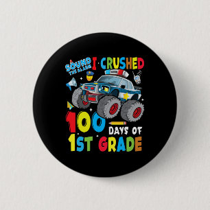 Chapa Redonda De 5 Cm Camión de la policía 100 días de escolaridad Niños