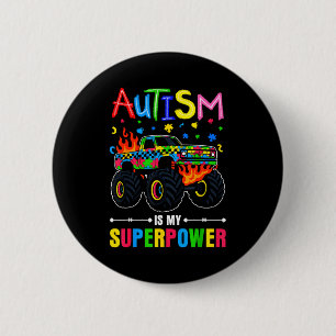 Chapa Redonda De 5 Cm Camión monstruo niños niñas conciencia del autismo