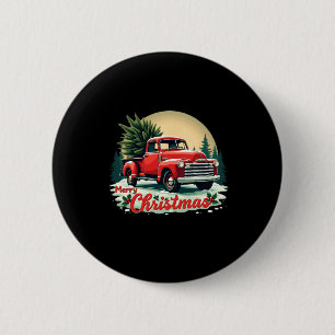 Chapa Redonda De 5 Cm Camión rojo de recogida Feliz Navidad Árbol de inv