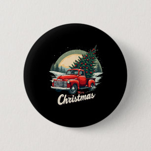 Chapa Redonda De 5 Cm Camión rojo de recogida Feliz Navidad Árbol de inv