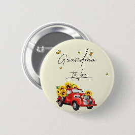 Chapa Redonda De 5 Cm Camión rojo vintage con abuela girasol para ser