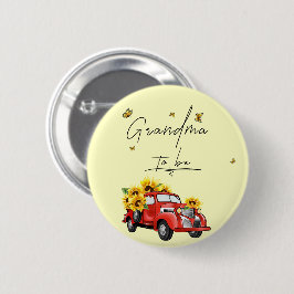 Chapa Redonda De 5 Cm Camión rojo vintage con abuela girasol para ser