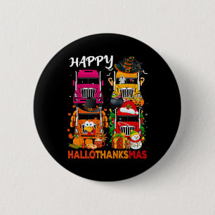 Chapa Redonda De 5 Cm Camioneros de la Bruja Turquía Santa Trucks Happy