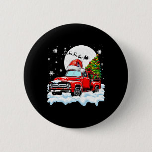 Chapa Redonda De 5 Cm Camioneta de Santa Claus que lleva el conductor de