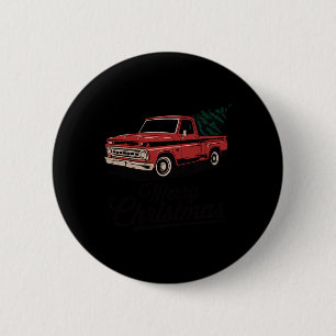 Chapa Redonda De 5 Cm Camioneta Roja De Navidad Árbol De Navidad Vintage