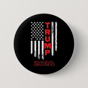 Chapa Redonda De 5 Cm Camisa de manga corta de Trump 2024 Bandera estado