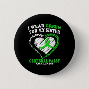 Chapa Redonda De 5 Cm Camisa De Parálisis Cerebral - Uso Verde Para Mi H