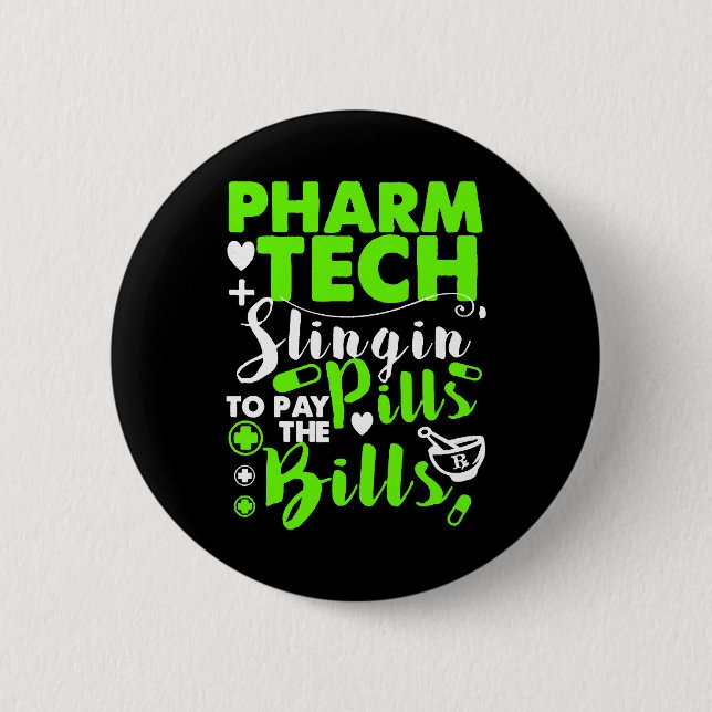 Chapa Redonda De 5 Cm Camisa divertida de un técnico de farmacia (Anverso)