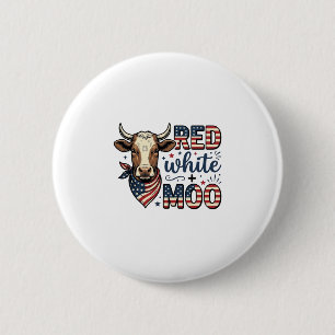 Chapa Redonda De 5 Cm Camisa Patriótica Vaca Roja Blanca Moo 4 de Julio
