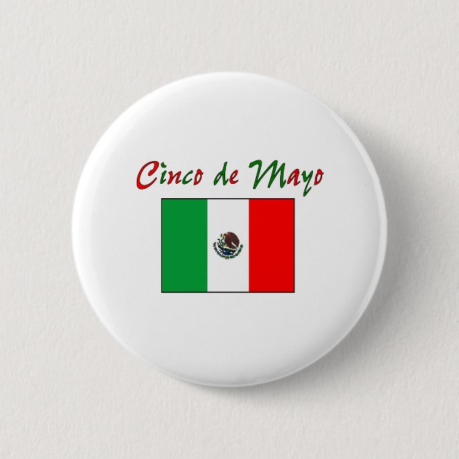 Chapa Redonda De 5 Cm Camisa y regalos de la bandera mexicana de Cinco (Anverso)