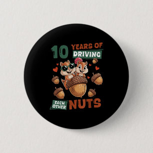 Chapa Redonda De 5 Cm Camiseta 10º Aniversario de Boda 10 Pareja