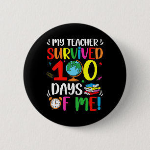 Chapa Redonda De 5 Cm Camiseta 100 Días De Colegio Niños Feliz 100º Día 