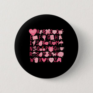 Chapa Redonda De 5 Cm Camiseta alfabeto Abc te amo día de San Valentín C