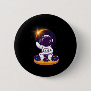 Chapa Redonda De 5 Cm Camiseta Astronauta Eclipse Solar Total Donut