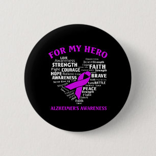 Chapa Redonda De 5 Cm Camiseta Awareness For My Hero Ribbon Heart