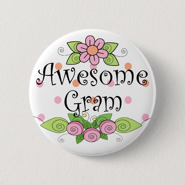 Chapa Redonda De 5 Cm Camiseta Awesome Gram (Anverso)