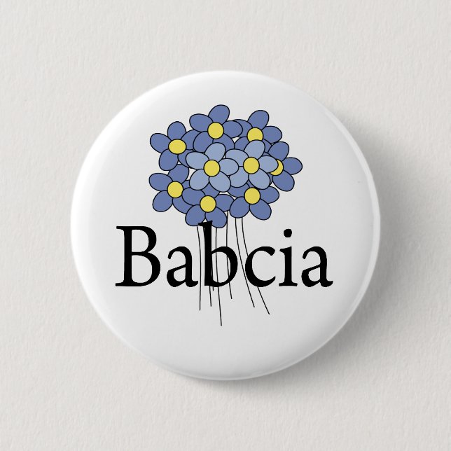 Chapa Redonda De 5 Cm Camiseta Babcia Blue Flower Bonito (Anverso)