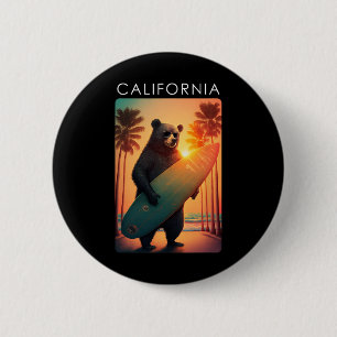 Chapa Redonda De 5 Cm Camiseta California República Fría Oso Surfing Pla