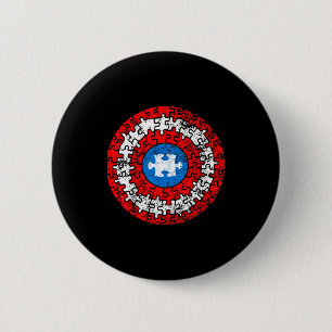 Chapa Redonda De 5 Cm Camiseta Capitán Conciencia del Autismo Apoyo Auti