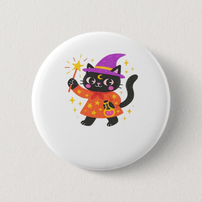 Chapa Redonda De 5 Cm Camiseta Celestial Kitty Witch Classic (Anverso)