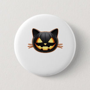 Chapa Redonda De 5 Cm Camiseta clásica de Emoji de gato negro o'Lantern