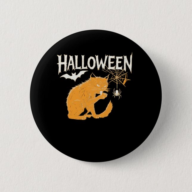 Chapa Redonda De 5 Cm Camiseta clásica de Halloween de un gato vampiro (Anverso)